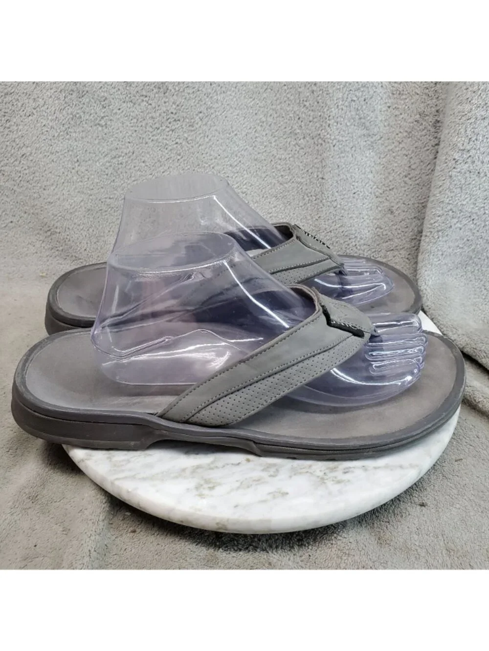 Vionic Shoes Mens Size 10 Wyatt Gray Synthetic Thong Sandals *Read*